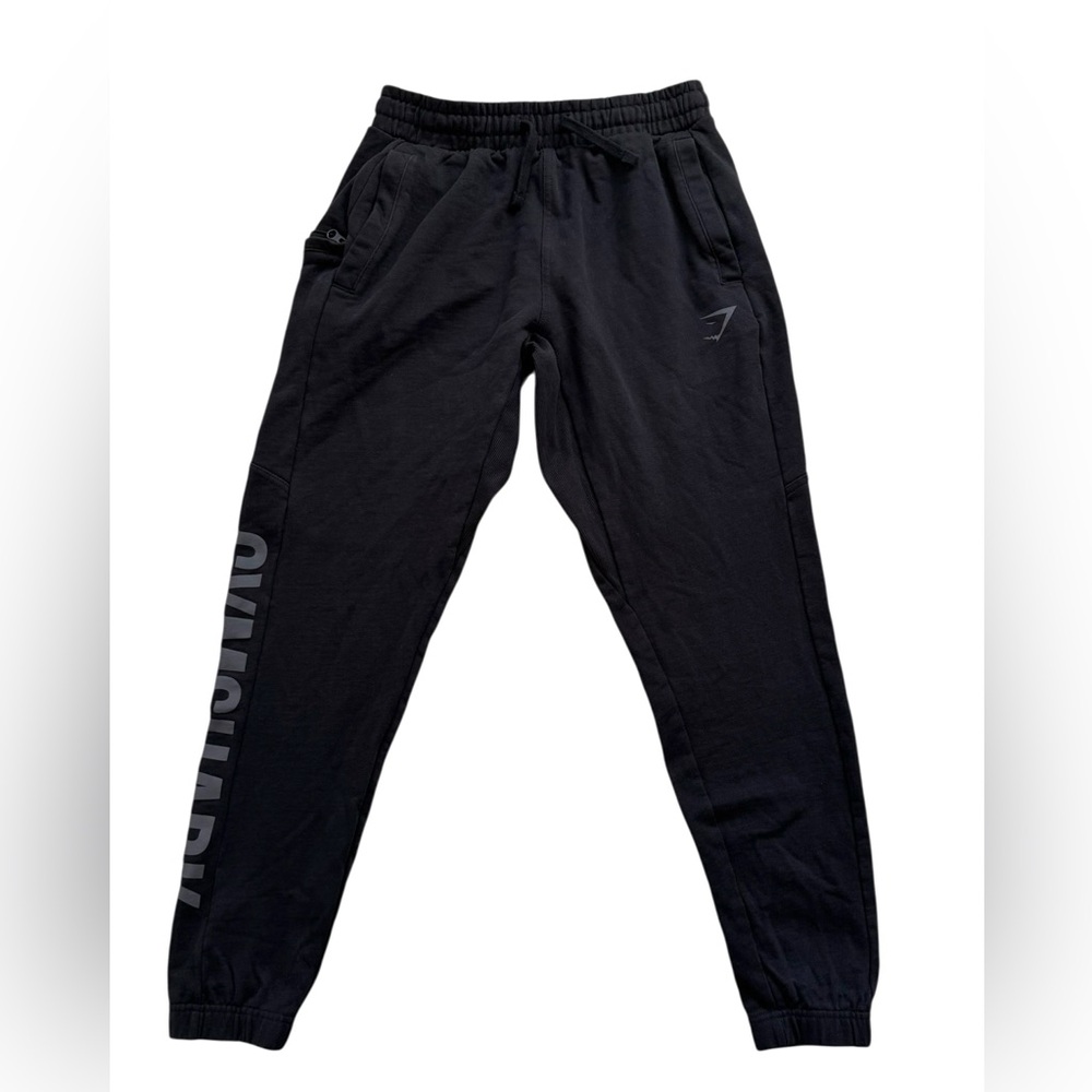 Gymshark Power Wordmark Joggers XS Black Cotton Athleisure Gym Sporty Loungewear